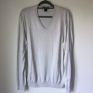 Banana Republic V-Neck Sweater Cashmere Silk Cotton Blend Men's Size XL Tan